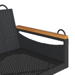 Ławka bujana, czarna, 109x62x40 cm, polirattan