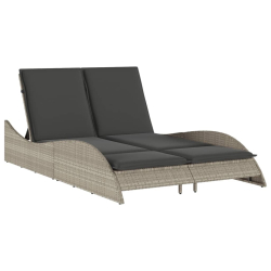 Leżanka z poduszkami, jasnoszara, 114x205x73 cm, polirattan