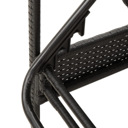 Leżanka z poduszką, czarna, 63x200x81 cm, polirattan