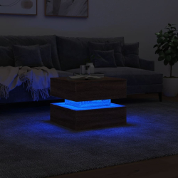 Stolik kawowy z oświetleniem LED, brązowy dąb, 50x50x40 cm