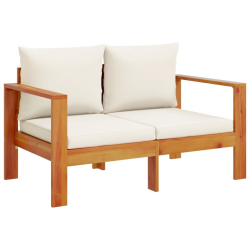Sofa ogrodowa z poduszkami, 2-osobowa, lite drewno akacjowe