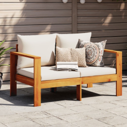 Sofa ogrodowa z poduszkami, 2-osobowa, lite drewno akacjowe