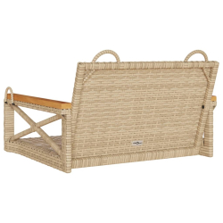 Ławka bujana, beżowa, 63x62x40 cm, polirattan