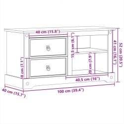 Szafka pod TV Corona, 100x40x52 cm, lite drewno sosnowe