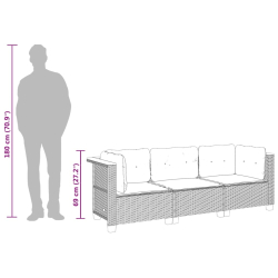 3-osobowa sofa ogrodowa z poduszkami, szara, polirattan