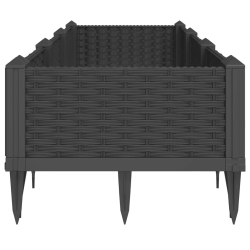 Donica ogrodowa na kołkach, czarna, 125x40x28,5 cm, PP