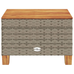 Stolik ogrodowy, szary, 55x55x36 cm rattan PE i drewno akacjowe