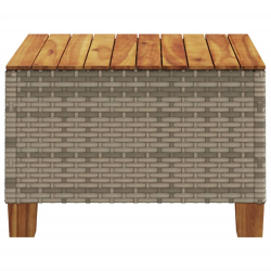 Stolik ogrodowy, szary, 55x55x36 cm rattan PE i drewno akacjowe