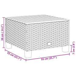 Stolik ogrodowy, szary, 55x55x36 cm rattan PE i drewno akacjowe