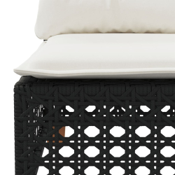 Sofa ogrodowa z poduszkami, 3-osobowa, czarna, polirattan