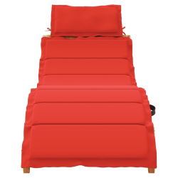 Leżak z poduszką, czerwony, lite drewno akacjowe