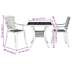 3-częściowy zestaw mebli bistro, brązowy, odlewane aluminium