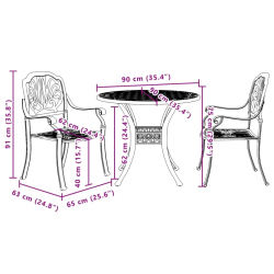 3-cz. zestaw mebli bistro, kolor brązu, odlewane aluminium