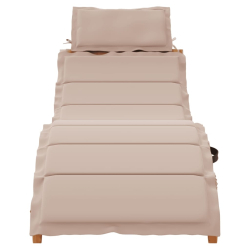 Leżaki z poduszkami, 2 szt., kolor taupe, lite drewno akacjowe
