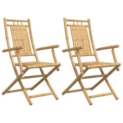 Składane krzesła ogrodowe, 2 szt., 53x66x99 cm, bambusowe
