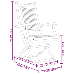 Składane krzesła ogrodowe, 2 szt., 53x66x99 cm, bambusowe