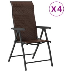 Składane krzesła ogrodowe, 4 szt., brązowe, polirattan