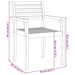 Krzesła ogrodowe, 6 szt., 59x55x85 cm, lite drewno akacjowe