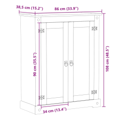 Szafka na buty Corona, 86x38,5x108 cm, lite drewno sosnowe