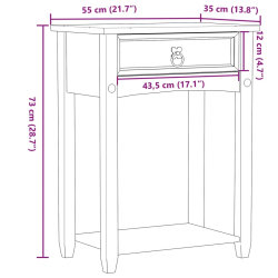 Stolik konsolowy Corona, 55x35x73 cm, lite drewno sosnowe