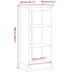 Biblioteczka Corona, 46x29x100 cm, lite drewno sosnowe