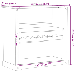 Szafka na wino Corona, 107,5x51x105,5 cm, lite drewno sosnowe