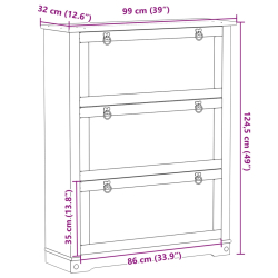 Szafka na buty Corona, 99x32x124,5 cm, lite drewno sosnowe