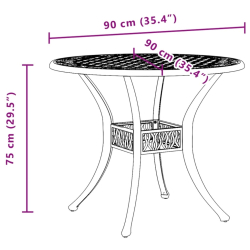 Stół ogrodowy, kolor brązu, Ø90x75 cm, odlewane aluminium