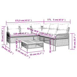 2-częściowa sofa ogrodowa z poduszkami, szara, polirattan