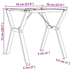 Nogi do stołu w kształcie litery Y, 70x70x73 cm, żeliwo