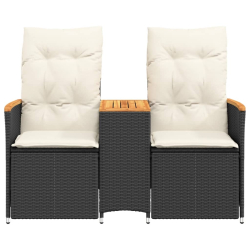 Rozkładana sofa ogrodowa dla 2 os., ze stolikiem, czarna
