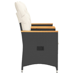 Rozkładana sofa ogrodowa dla 2 os., ze stolikiem, czarna