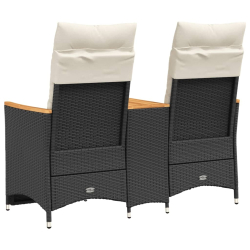 Rozkładana sofa ogrodowa dla 2 os., ze stolikiem, czarna