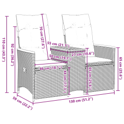 Rozkładana sofa ogrodowa dla 2 os., ze stolikiem, czarna