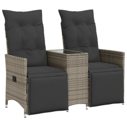 Rozkładana sofa ogrodowa dla 2 os., ze stolikiem, szara