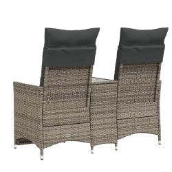 Rozkładana sofa ogrodowa dla 2 os., ze stolikiem, szara