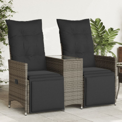 Rozkładana sofa ogrodowa dla 2 os., ze stolikiem, szara