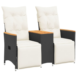 Rozkładana sofa ogrodowa dla 2 os., ze stolikiem, czarna