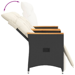 Rozkładana sofa ogrodowa dla 2 os., ze stolikiem, czarna