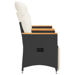 Rozkładana sofa ogrodowa dla 2 os., ze stolikiem, czarna