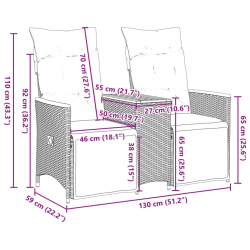 Rozkładana sofa ogrodowa dla 2 os., ze stolikiem, czarna