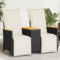 Rozkładana sofa ogrodowa dla 2 os., ze stolikiem, czarna