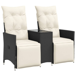 Rozkładana sofa ogrodowa dla 2 os., ze stolikiem, czarna
