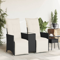 Rozkładana sofa ogrodowa dla 2 os., ze stolikiem, czarna