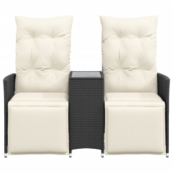 Rozkładana sofa ogrodowa dla 2 os., ze stolikiem, czarna
