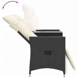 Rozkładana sofa ogrodowa dla 2 os., ze stolikiem, czarna