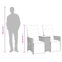 Rozkładana sofa ogrodowa dla 2 os., ze stolikiem, czarna