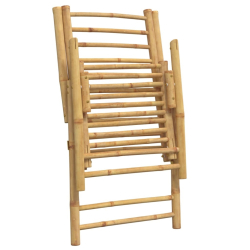 Składane krzesła bistro, 2 szt., z kremowymi poduszkami, bambus
