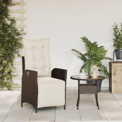 Rozkładany fotel ogrodowy z podnóżkiem, brązowy polirattan