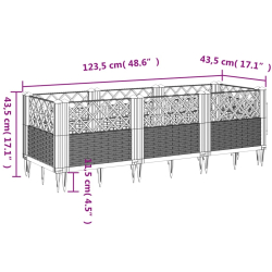Donica ogrodowa na kołkach, jasnoszara, 123,5x43,5x43,5 cm, PP
